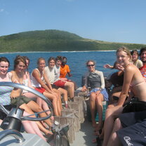 All out Africa Interns in Mozambique group photo on a boat